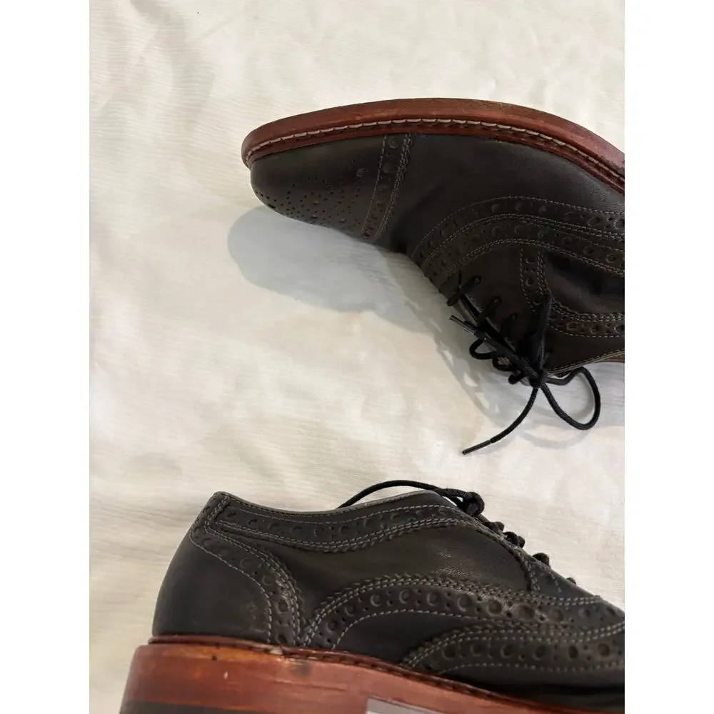Johnston & Murphy 1850 Cap Toe Brogue Oxfords Men's 8 M Dark Gray Leather